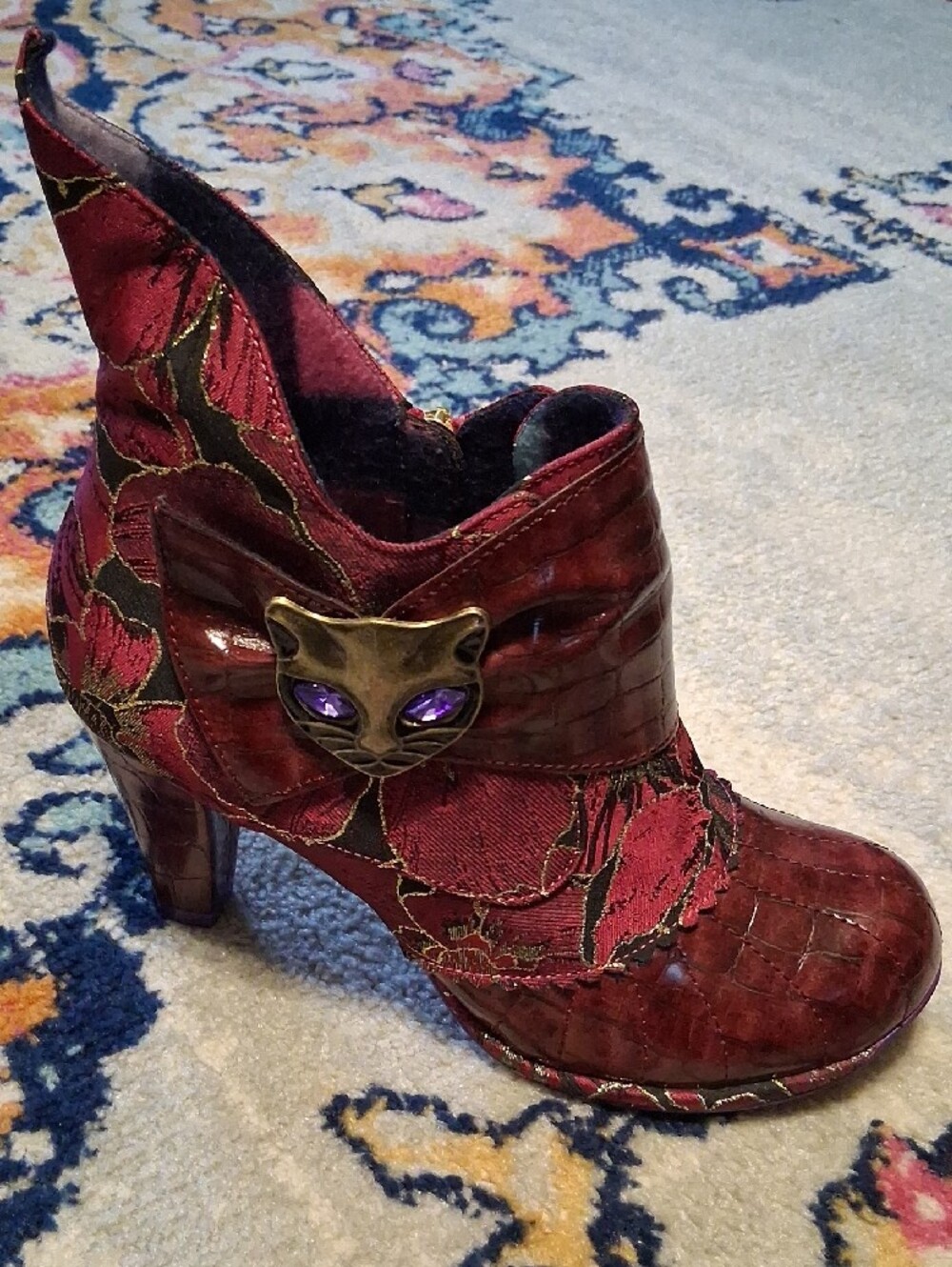 Irregular Choice Miaows, Maroon Gold Purple, Size 9/9.5 - Picture 3 of 11